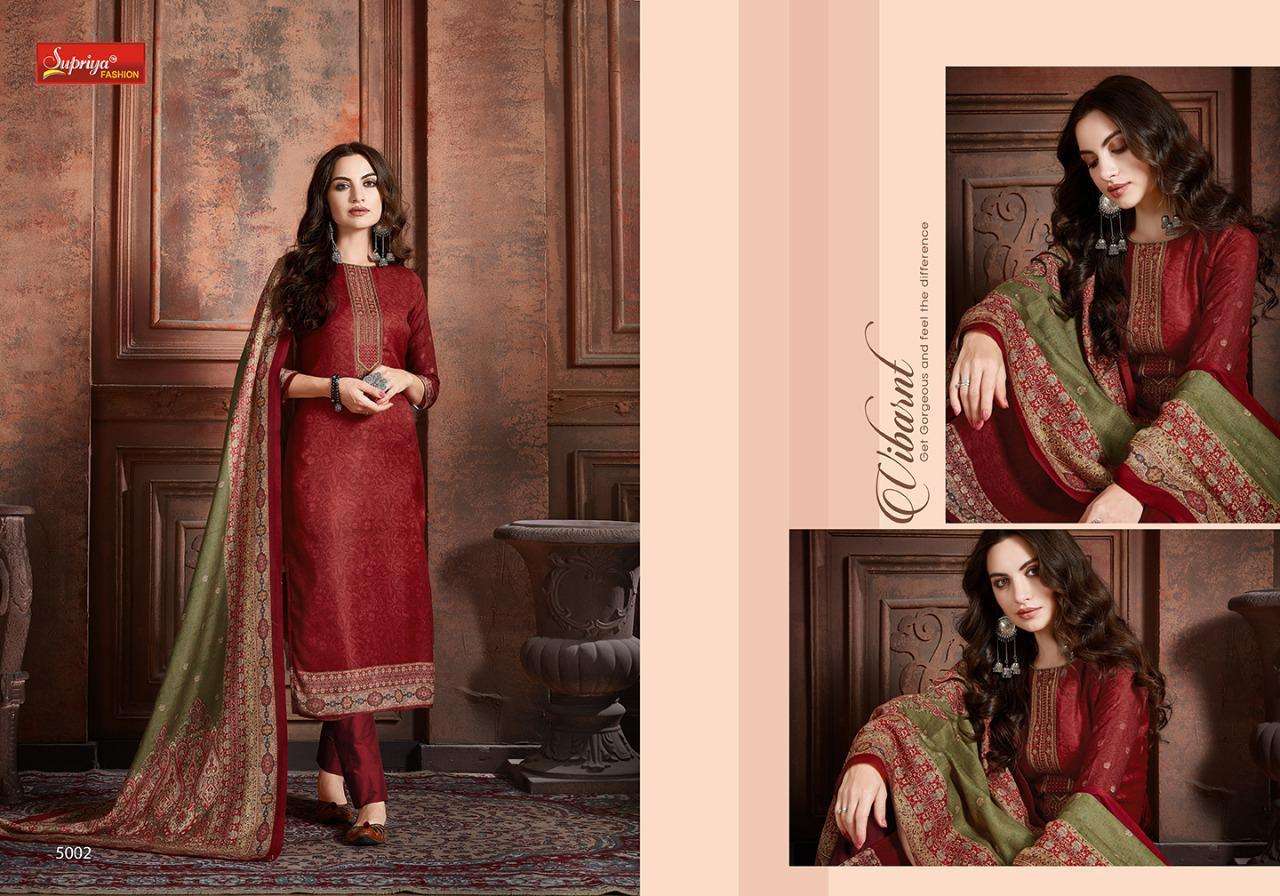 SILKINA BY SUPRIYA FASHION 5001 TO 5007 SERIES DESIGNER SUITS BEAUTIFUL STYLISH FANCY COLORFUL PARTY WEAR & OCCASIONAL WEAR PURE PASHMINA DIGITAL PRINTED WITH EMBROIDERY DRESSES AT WHOLESALE PRICE