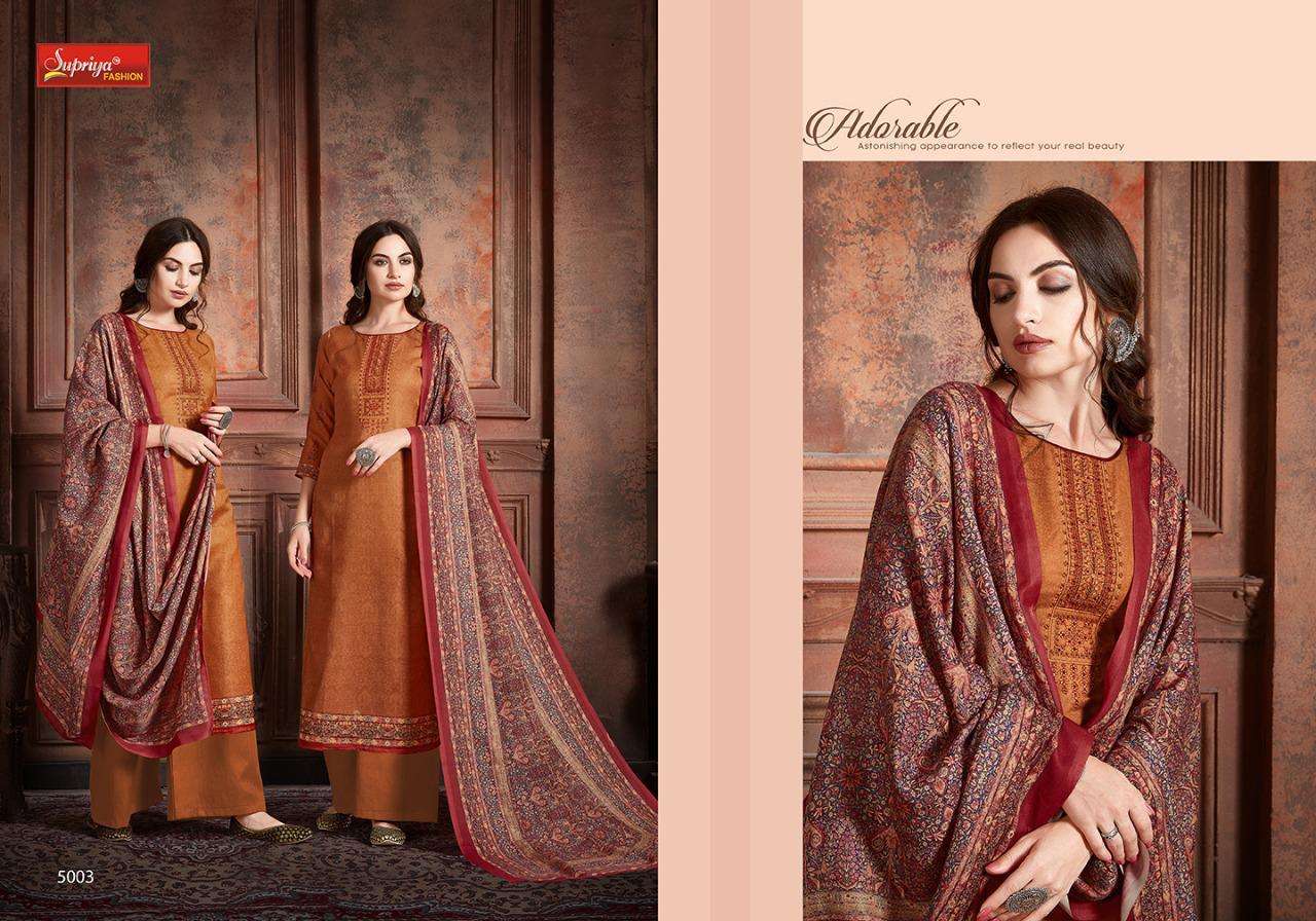 SILKINA BY SUPRIYA FASHION 5001 TO 5007 SERIES DESIGNER SUITS BEAUTIFUL STYLISH FANCY COLORFUL PARTY WEAR & OCCASIONAL WEAR PURE PASHMINA DIGITAL PRINTED WITH EMBROIDERY DRESSES AT WHOLESALE PRICE