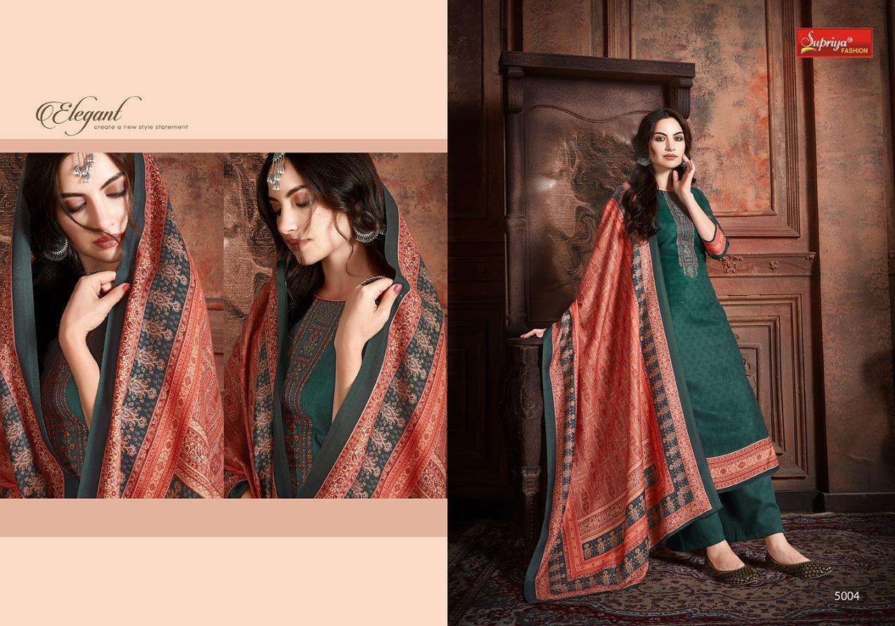 SILKINA BY SUPRIYA FASHION 5001 TO 5007 SERIES DESIGNER SUITS BEAUTIFUL STYLISH FANCY COLORFUL PARTY WEAR & OCCASIONAL WEAR PURE PASHMINA DIGITAL PRINTED WITH EMBROIDERY DRESSES AT WHOLESALE PRICE