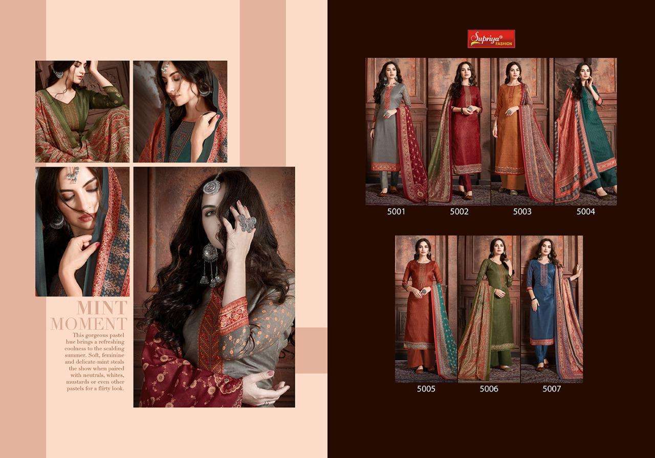 SILKINA BY SUPRIYA FASHION 5001 TO 5007 SERIES DESIGNER SUITS BEAUTIFUL STYLISH FANCY COLORFUL PARTY WEAR & OCCASIONAL WEAR PURE PASHMINA DIGITAL PRINTED WITH EMBROIDERY DRESSES AT WHOLESALE PRICE