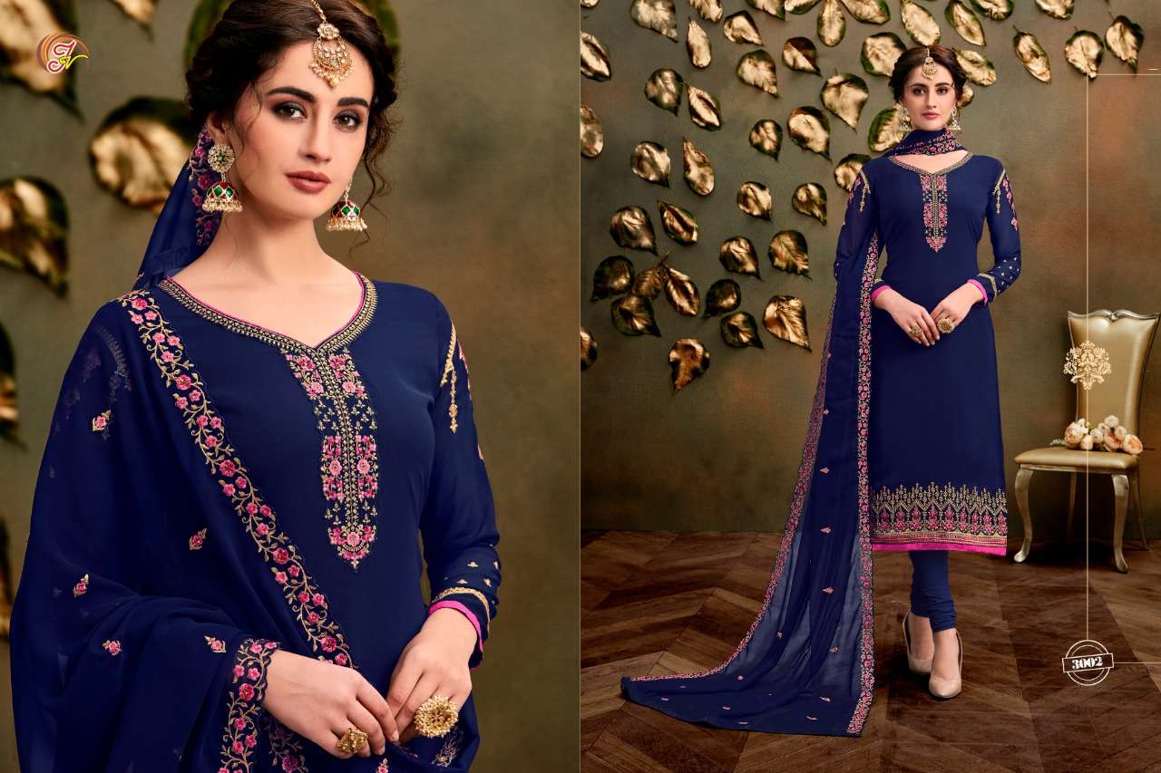 HANSHIKA BY JAY VASUDEV NX 3001 TO 3006 SERIES BEAUTIFUL SUITS STYLISH FANCY COLORFUL PARTY WEAR & ETHNIC WEAR FAUX GEORGETTE EMBROIDERED DRESSES AT WHOLESALE PRICE