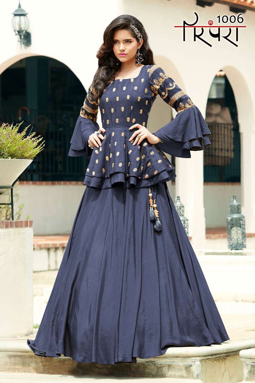 PARAMPRA VOL-1 BY PARAMPRA 1001 TO 1006 SERIES BEAUTIFUL STYLISH FANCY COLORFUL CASUAL WEAR & ETHNIC WEAR SILK/NET WITH HEAVY HANDWORK DRESSES AT WHOLESALE PRICE