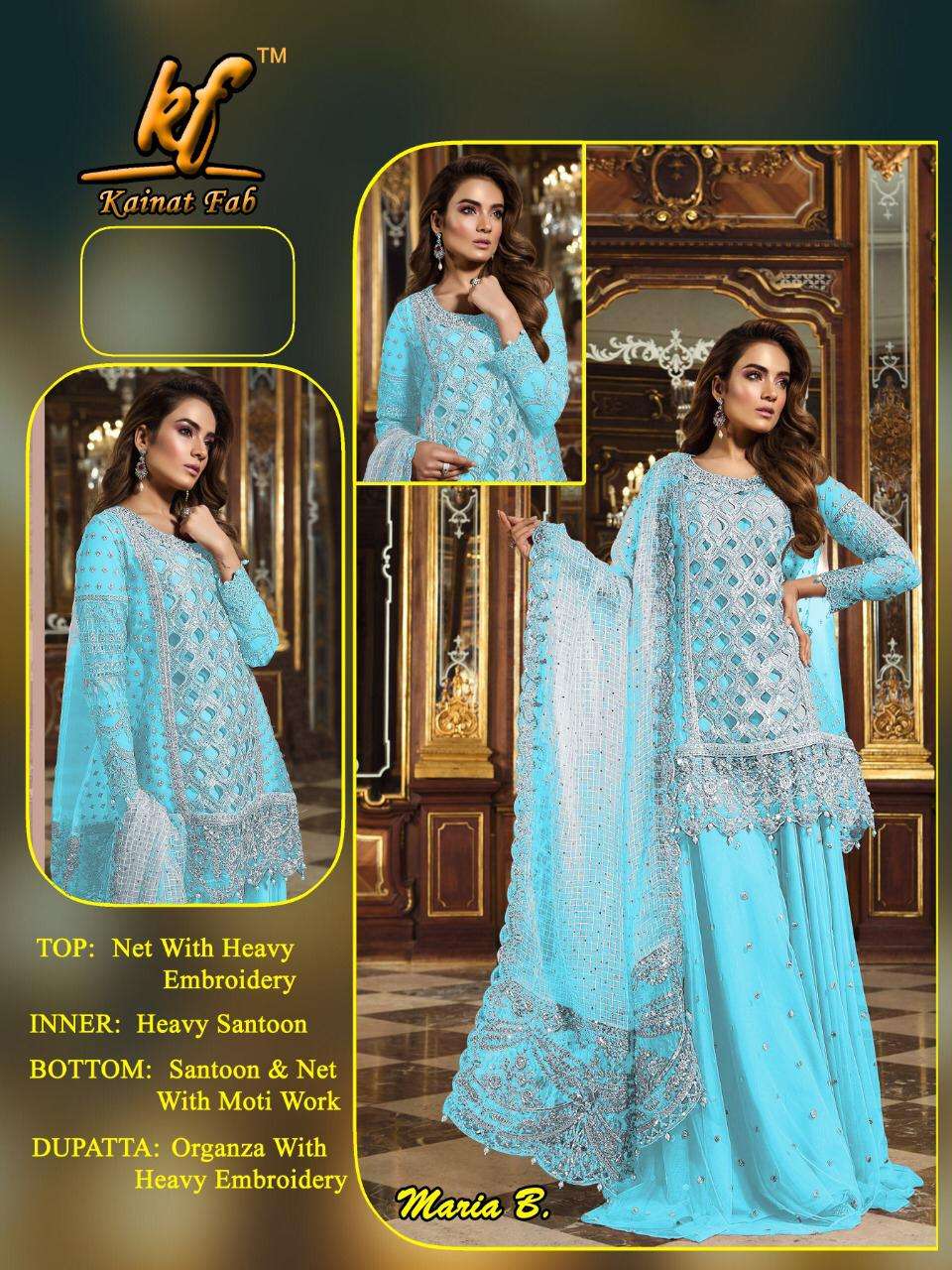 MARIA B BY KAINAT FAB 101 TO 104 SERIES DESIGNER BRIDAL WEAR COLLECTION BEAUTIFUL STYLISH FANCY COLORFUL PARTY WEAR & OCCASIONAL WEAR NET EMBROIDERED DRESSES AT WHOLESALE PRICE