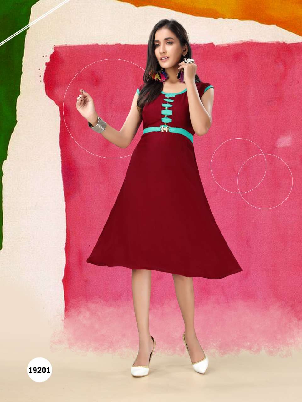 PAAVI VOL-2 BY HONEY 19201 TO 19210 SERIES BEAUTIFUL STYLISH FANCY COLORFUL CASUAL WEAR & ETHNIC WEAR & READY TO WEAR HEAVY RAYON 14KG WITH MANKA BUTTONS KURTIS AT WHOLESALE PRICE