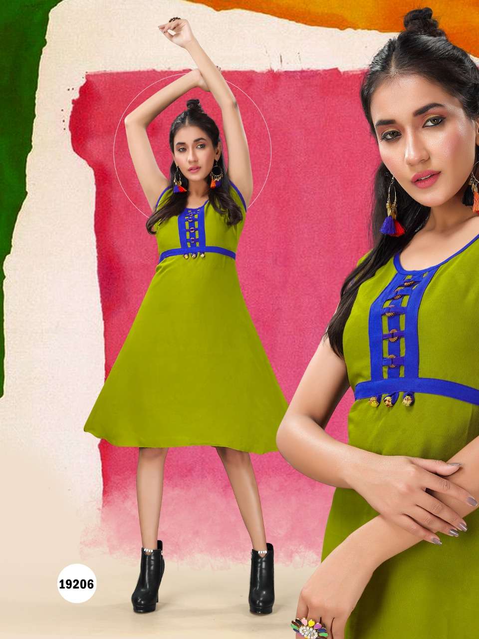 PAAVI VOL-2 BY HONEY 19201 TO 19210 SERIES BEAUTIFUL STYLISH FANCY COLORFUL CASUAL WEAR & ETHNIC WEAR & READY TO WEAR HEAVY RAYON 14KG WITH MANKA BUTTONS KURTIS AT WHOLESALE PRICE