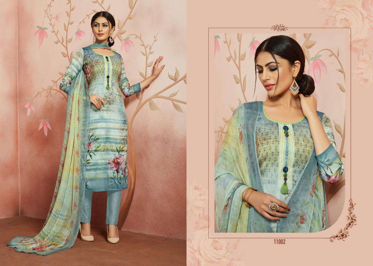 FLORAL BY AAA DESIGN STUDIO 11001 TO 11008 SERIES BEAUTIFUL WINTER COLLECTION SUITS STYLISH FANCY COLORFUL CASUAL WEAR & ETHNIC WEAR COTTON SATIN DIGITAL PRINTED DRESSES AT WHOLESALE PRICE