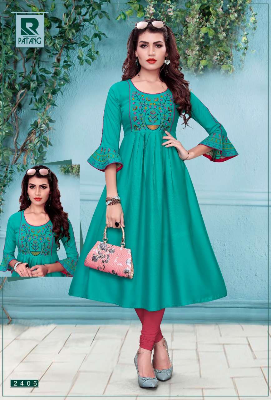 PATANG BY RAASHI 2401 TO 2412 SERIES BEAUTIFUL STYLISH FANCY COLORFUL CASUAL WEAR & ETHNIC WEAR & READY TO WEAR RAYON KURTIS AT WHOLESALE PRICE