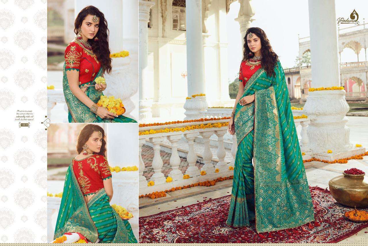 VRINDAVAN VOL-5 BY THE ROYAL COLLECTION 10028 TO 10042 SERIES INDIAN TRADITIONAL WEAR COLLECTION BEAUTIFUL STYLISH FANCY COLORFUL PARTY WEAR & OCCASIONAL WEAR FANCY SAREES AT WHOLESALE PRICE