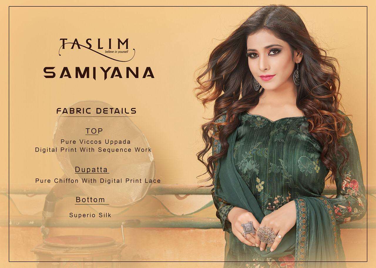 SAMIYANA BY TASLIM 23 TO 28 SERIES BEAUTIFUL STYLISH SHARARA SUITS FANCY COLORFUL CASUAL WEAR & ETHNIC WEAR & READY TO WEAR PURE VISCOSE UPADA WITH PRINTED DRESSES AT WHOLESALE PRICE