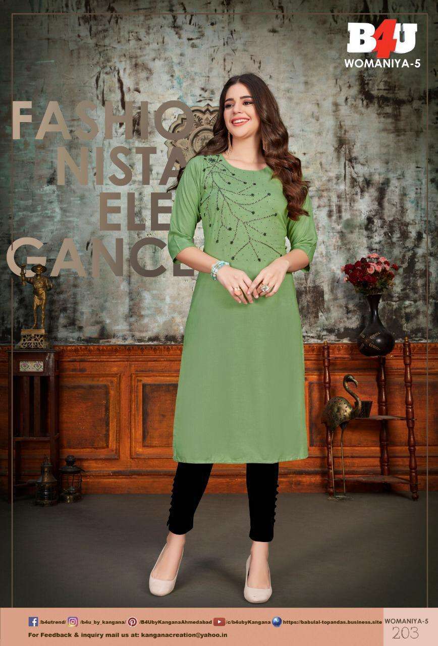 WOMANIYA VOL-5 BY B4U FASHION 801 TO 809 SERIES DESIGNER STYLISH FANCY COLORFUL BEAUTIFUL PARTY WEAR & ETHNIC WEAR COLLECTION FANCY HEAVY KURTIS AT WHOLESALE PRICE