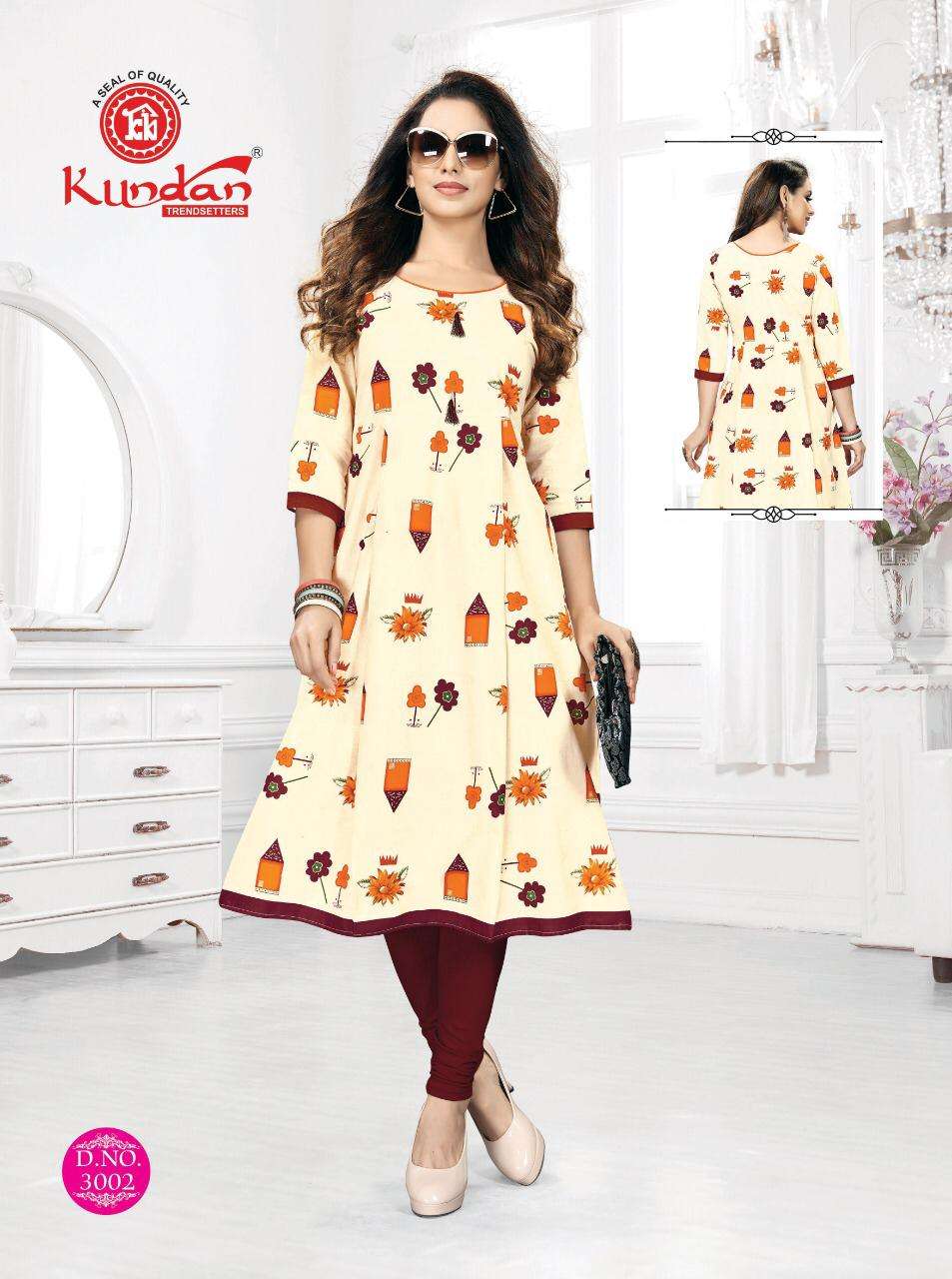 ALIYAA VOL-3 BY KUNDAN 3001 TO 3012 SERIES BEAUTIFUL STYLISH FANCY COLORFUL CASUAL WEAR & ETHNIC WEAR & READY TO WEAR HEAVY PURE COTTON KURTIS AT WHOLESALE PRICE