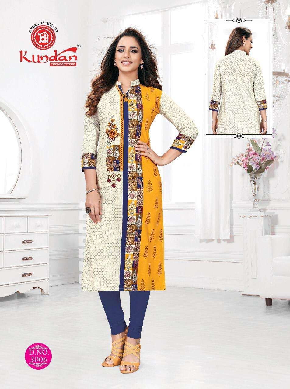 ALIYAA VOL-3 BY KUNDAN 3001 TO 3012 SERIES BEAUTIFUL STYLISH FANCY COLORFUL CASUAL WEAR & ETHNIC WEAR & READY TO WEAR HEAVY PURE COTTON KURTIS AT WHOLESALE PRICE