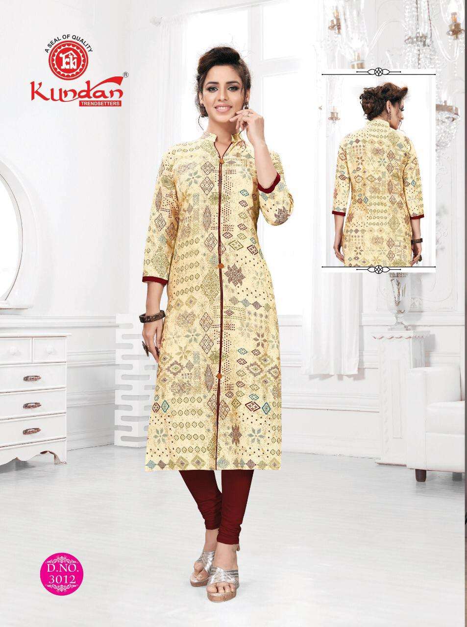 ALIYAA VOL-3 BY KUNDAN 3001 TO 3012 SERIES BEAUTIFUL STYLISH FANCY COLORFUL CASUAL WEAR & ETHNIC WEAR & READY TO WEAR HEAVY PURE COTTON KURTIS AT WHOLESALE PRICE