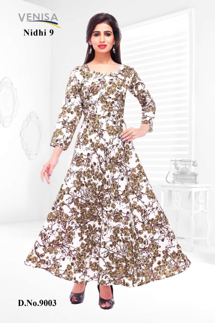 NIDHI VOL-9 BY VENISA 9001 TO 9004 SERIES STYLISH FANCY BEAUTIFUL COLORFUL CASUAL WEAR & ETHNIC WEAR 14 KG HEAVY RAYON KURTIS AT WHOLESALE PRICE