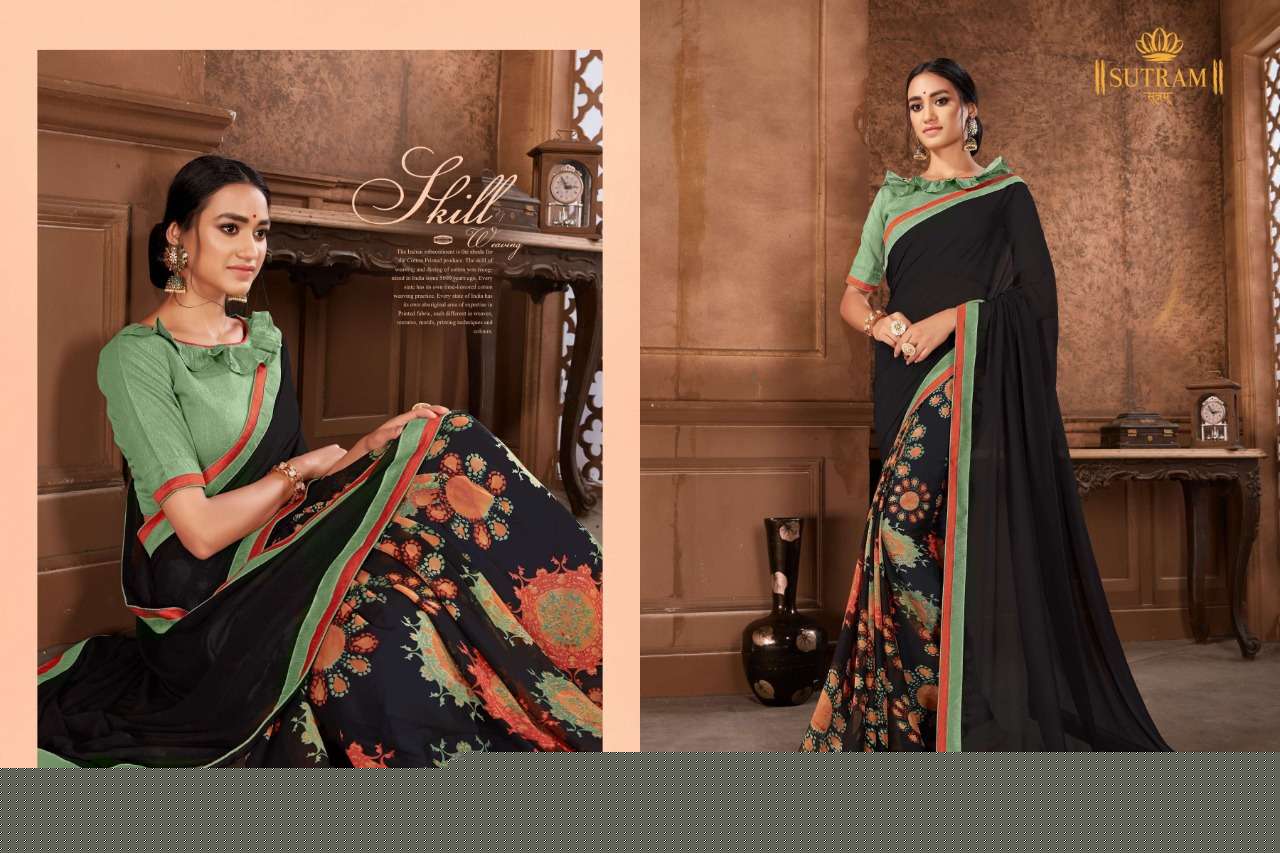 ZEEYA VOL-10 BY SUTRAM 694 TO 702 SERIES INDIAN TRADITIONAL WEAR COLLECTION BEAUTIFUL STYLISH FANCY COLORFUL PARTY WEAR & OCCASIONAL WEAR GEORGETTE PRINTED SAREES AT WHOLESALE PRICE