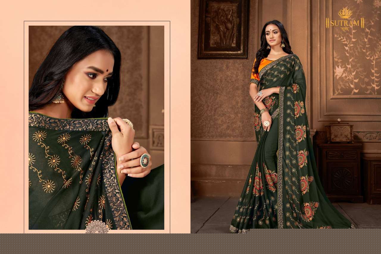 ZEEYA VOL-10 BY SUTRAM 694 TO 702 SERIES INDIAN TRADITIONAL WEAR COLLECTION BEAUTIFUL STYLISH FANCY COLORFUL PARTY WEAR & OCCASIONAL WEAR GEORGETTE PRINTED SAREES AT WHOLESALE PRICE