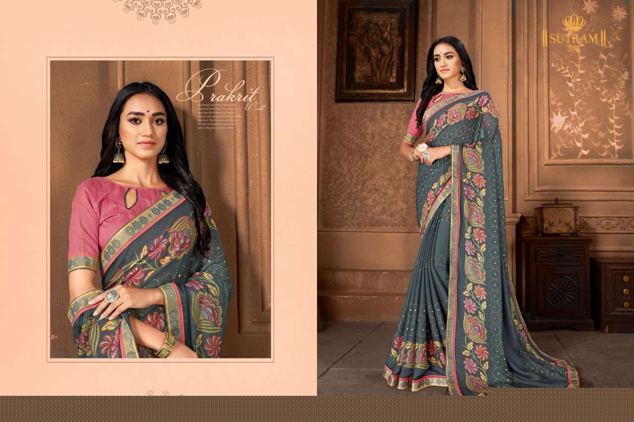 ZEEYA VOL-10 BY SUTRAM 694 TO 702 SERIES INDIAN TRADITIONAL WEAR COLLECTION BEAUTIFUL STYLISH FANCY COLORFUL PARTY WEAR & OCCASIONAL WEAR GEORGETTE PRINTED SAREES AT WHOLESALE PRICE