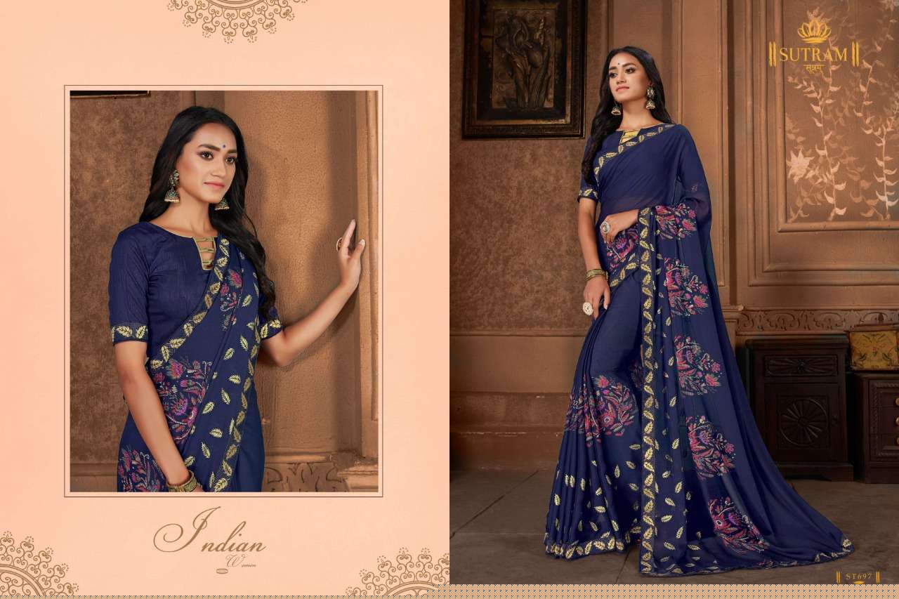 ZEEYA VOL-10 BY SUTRAM 694 TO 702 SERIES INDIAN TRADITIONAL WEAR COLLECTION BEAUTIFUL STYLISH FANCY COLORFUL PARTY WEAR & OCCASIONAL WEAR GEORGETTE PRINTED SAREES AT WHOLESALE PRICE
