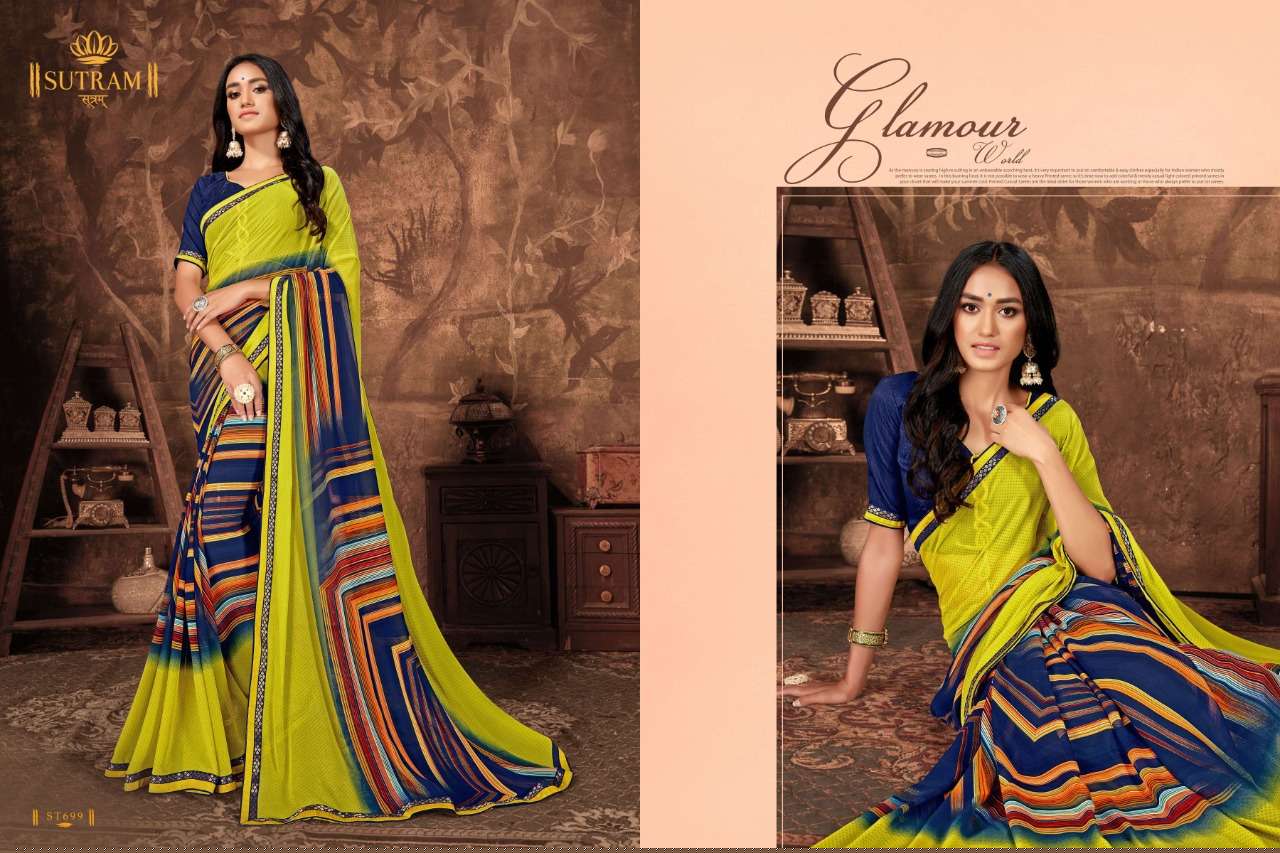 ZEEYA VOL-10 BY SUTRAM 694 TO 702 SERIES INDIAN TRADITIONAL WEAR COLLECTION BEAUTIFUL STYLISH FANCY COLORFUL PARTY WEAR & OCCASIONAL WEAR GEORGETTE PRINTED SAREES AT WHOLESALE PRICE
