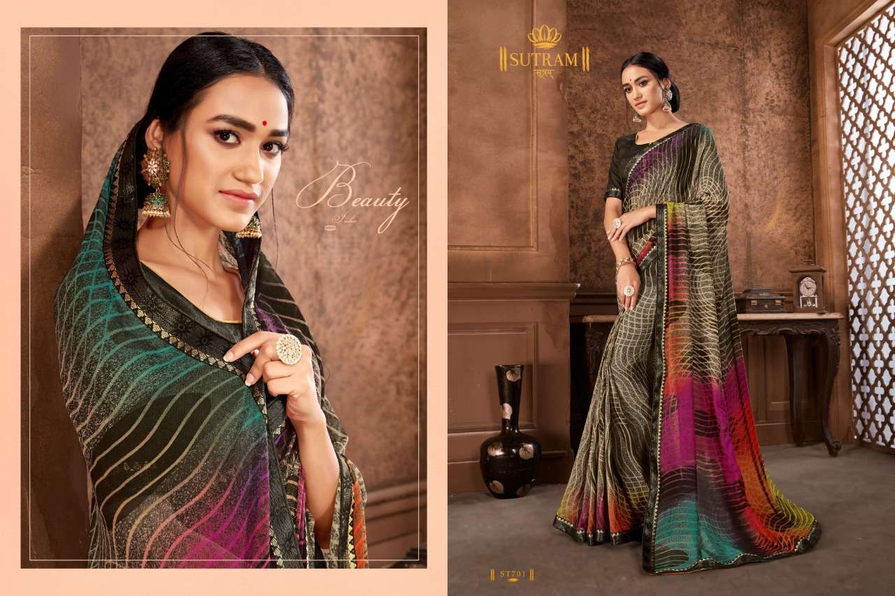 ZEEYA VOL-10 BY SUTRAM 694 TO 702 SERIES INDIAN TRADITIONAL WEAR COLLECTION BEAUTIFUL STYLISH FANCY COLORFUL PARTY WEAR & OCCASIONAL WEAR GEORGETTE PRINTED SAREES AT WHOLESALE PRICE