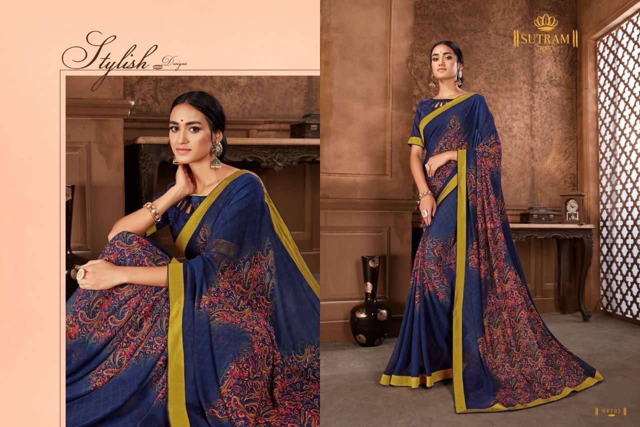 ZEEYA VOL-10 BY SUTRAM 694 TO 702 SERIES INDIAN TRADITIONAL WEAR COLLECTION BEAUTIFUL STYLISH FANCY COLORFUL PARTY WEAR & OCCASIONAL WEAR GEORGETTE PRINTED SAREES AT WHOLESALE PRICE