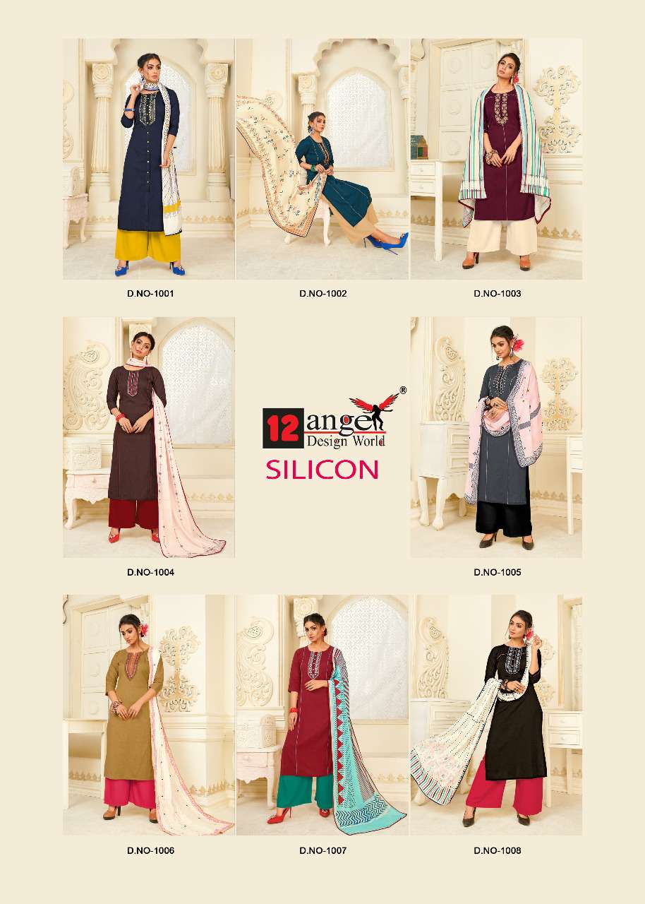 SILICON BY 12 ANGEL 1001 TO 1008 SERIES DESIGNER WEDDING COLLECTION BEAUTIFUL STYLISH FANCY COLORFUL PARTY WEAR & OCCASIONAL WEAR COTTON FLEX EMBROIDERED DRESSES AT WHOLESALE PRICE