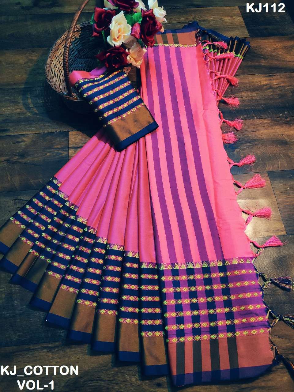 KJ COTTON VOL-1 BY KJ COTTON 01 TO 06 SERIES INDIAN TRADITIONAL WEAR COLLECTION BEAUTIFUL STYLISH FANCY COLORFUL PARTY WEAR & OCCASIONAL WEAR SOFT COTTON SILK SAREES AT WHOLESALE PRICE