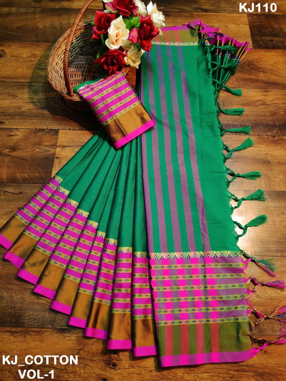 KJ COTTON VOL-1 BY KJ COTTON 01 TO 06 SERIES INDIAN TRADITIONAL WEAR COLLECTION BEAUTIFUL STYLISH FANCY COLORFUL PARTY WEAR & OCCASIONAL WEAR SOFT COTTON SILK SAREES AT WHOLESALE PRICE