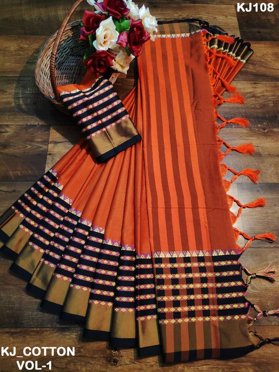 KJ COTTON VOL-1 BY KJ COTTON 01 TO 06 SERIES INDIAN TRADITIONAL WEAR COLLECTION BEAUTIFUL STYLISH FANCY COLORFUL PARTY WEAR & OCCASIONAL WEAR SOFT COTTON SILK SAREES AT WHOLESALE PRICE