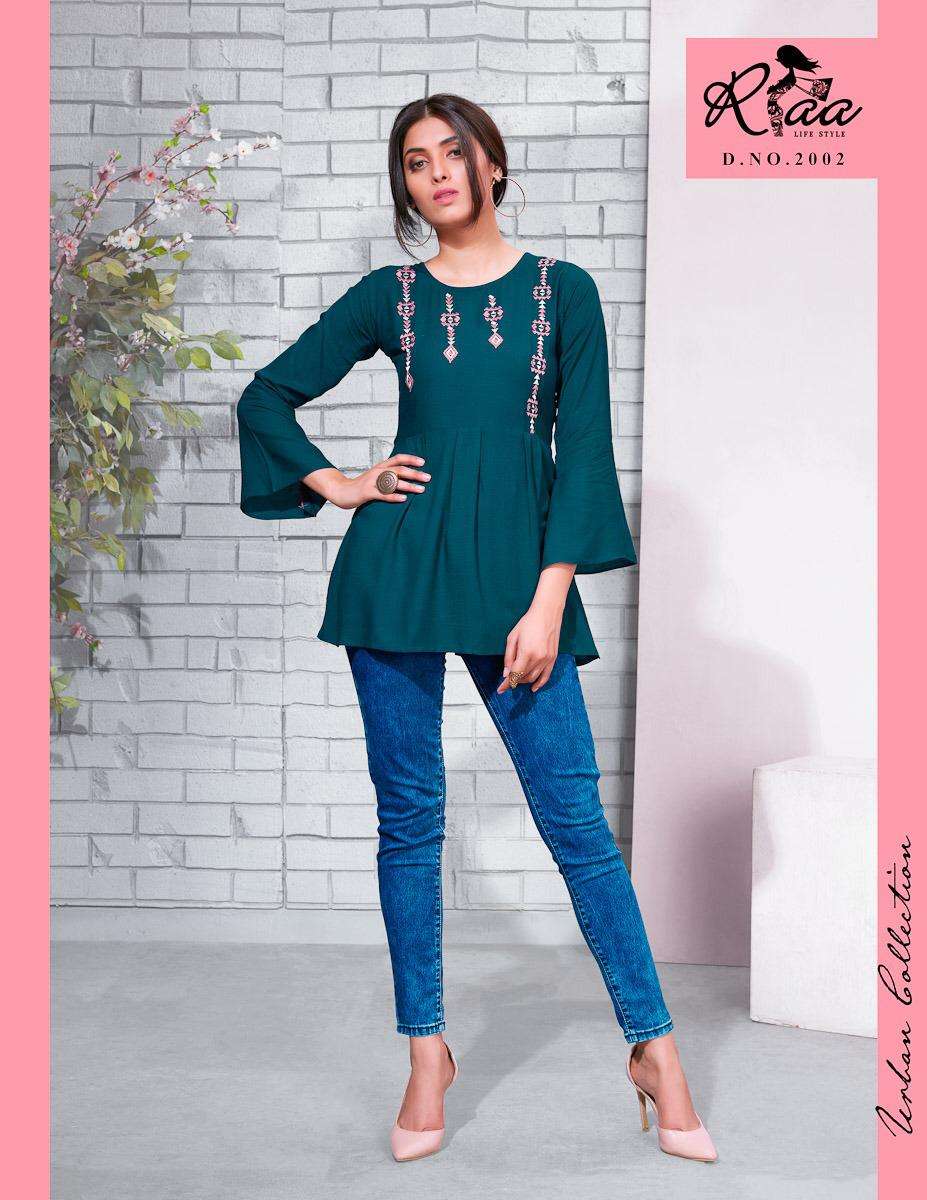 PINKY BY RIAA LIFESTYLE 2001 TO 2007 SERIES BEAUTIFUL COLORFUL STYLISH FANCY CASUAL WEAR & READY TO WEAR TWO TONE SLUB WITH EMBROIDERY TOPS AT WHOLESALE PRICE