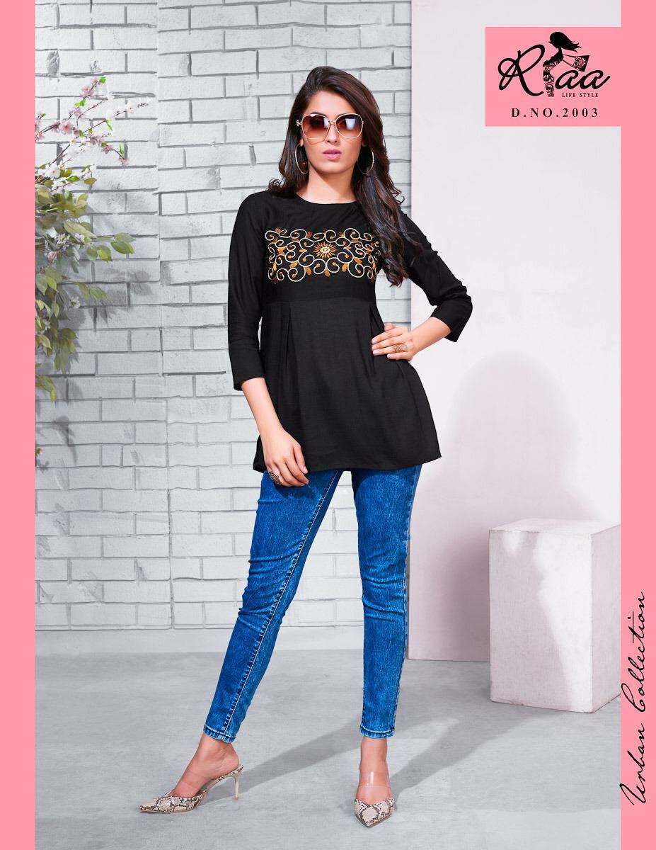 PINKY BY RIAA LIFESTYLE 2001 TO 2007 SERIES BEAUTIFUL COLORFUL STYLISH FANCY CASUAL WEAR & READY TO WEAR TWO TONE SLUB WITH EMBROIDERY TOPS AT WHOLESALE PRICE