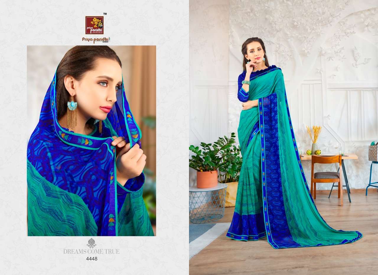 RAMAYAN VOL-2 BY PRIYA PARIDHI 4445 TO 4456 SERIES INDIAN TRADITIONAL WEAR COLLECTION BEAUTIFUL STYLISH FANCY COLORFUL PARTY WEAR & OCCASIONAL WEAR MAKHMALI GEORGETTE PRINTED SAREES AT WHOLESALE PRICE