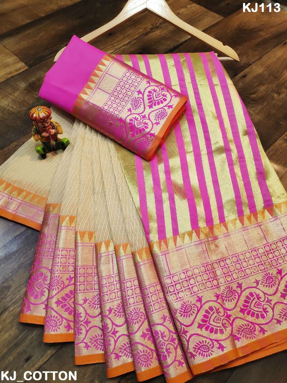 KJ COTTON VOL-3 BY KJ COTTON 113 TO 120 SERIES INDIAN TRADITIONAL WEAR COLLECTION BEAUTIFUL STYLISH FANCY COLORFUL PARTY WEAR & OCCASIONAL WEAR SUPERIYA SOFT KOTA SAREES AT WHOLESALE PRICE