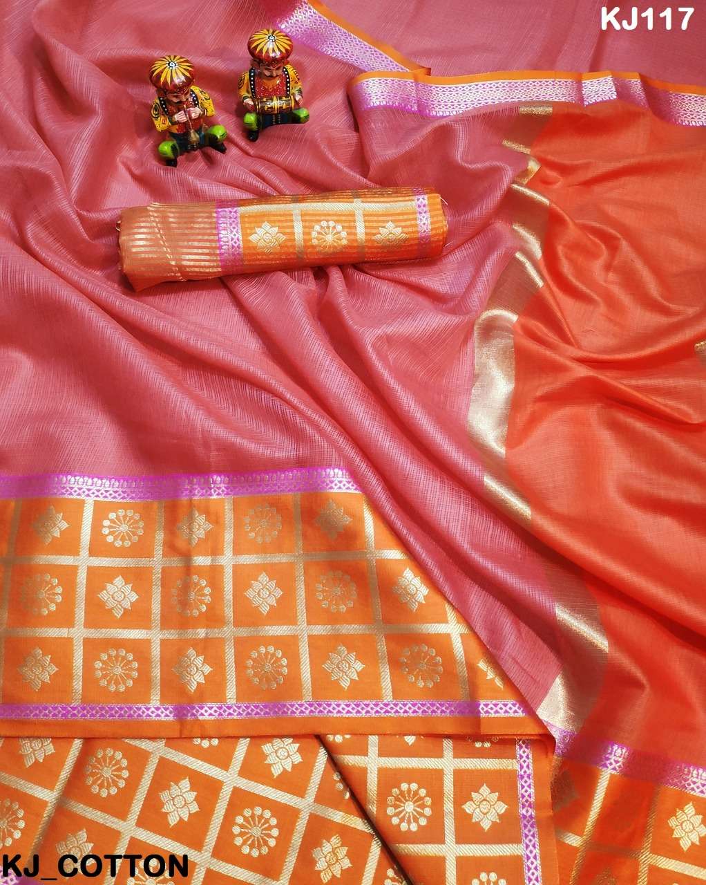 KJ COTTON VOL-3 BY KJ COTTON 113 TO 120 SERIES INDIAN TRADITIONAL WEAR COLLECTION BEAUTIFUL STYLISH FANCY COLORFUL PARTY WEAR & OCCASIONAL WEAR SUPERIYA SOFT KOTA SAREES AT WHOLESALE PRICE