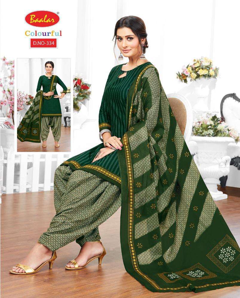 COLOURFUL VOL-3 BY BAALA FASHION 333 TO 353 SERIES DESIGNER PATIYALA SUITS BEAUTIFUL FANCY COLORFUL STYLISH PARTY WEAR & ETHNIC WEAR PURE COTTON PRINTED DRESSES AT WHOLESALE PRICE