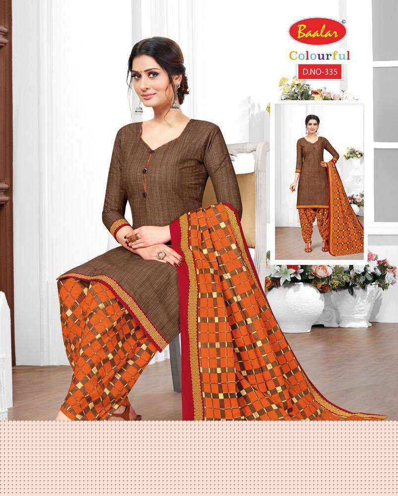 COLOURFUL VOL-3 BY BAALA FASHION 333 TO 353 SERIES DESIGNER PATIYALA SUITS BEAUTIFUL FANCY COLORFUL STYLISH PARTY WEAR & ETHNIC WEAR PURE COTTON PRINTED DRESSES AT WHOLESALE PRICE