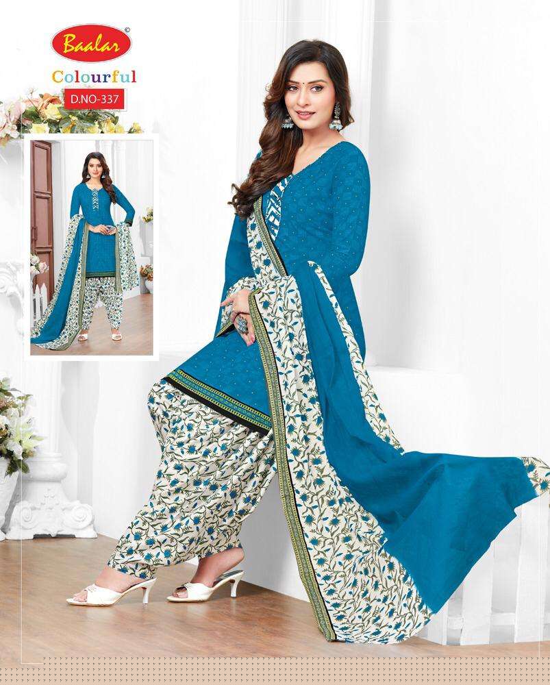 COLOURFUL VOL-3 BY BAALA FASHION 333 TO 353 SERIES DESIGNER PATIYALA SUITS BEAUTIFUL FANCY COLORFUL STYLISH PARTY WEAR & ETHNIC WEAR PURE COTTON PRINTED DRESSES AT WHOLESALE PRICE