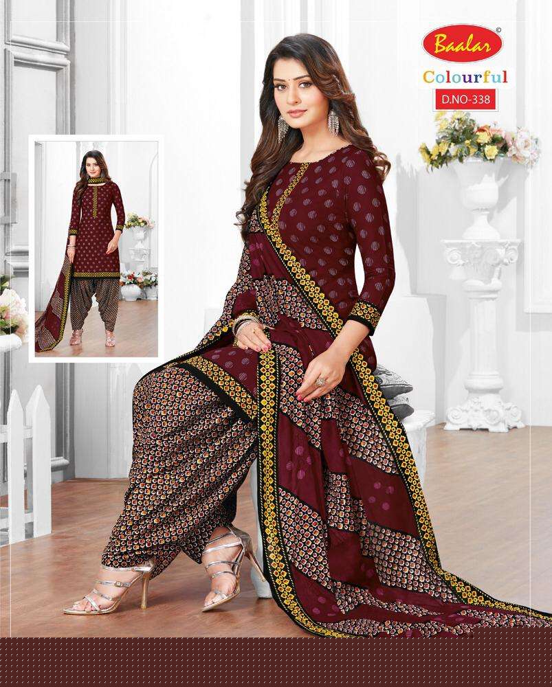 COLOURFUL VOL-3 BY BAALA FASHION 333 TO 353 SERIES DESIGNER PATIYALA SUITS BEAUTIFUL FANCY COLORFUL STYLISH PARTY WEAR & ETHNIC WEAR PURE COTTON PRINTED DRESSES AT WHOLESALE PRICE