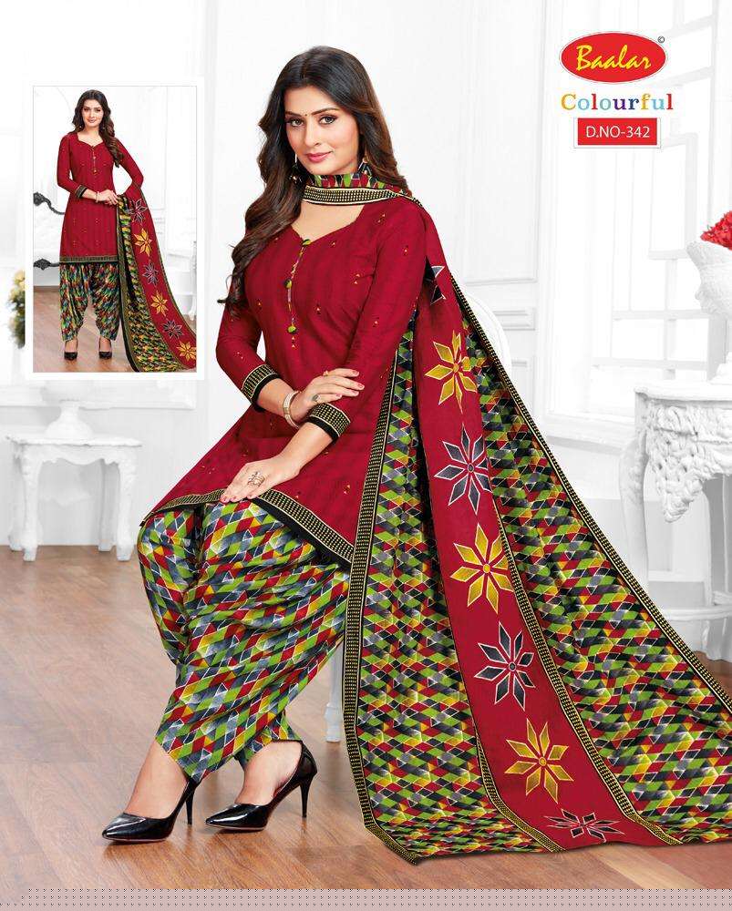 COLOURFUL VOL-3 BY BAALA FASHION 333 TO 353 SERIES DESIGNER PATIYALA SUITS BEAUTIFUL FANCY COLORFUL STYLISH PARTY WEAR & ETHNIC WEAR PURE COTTON PRINTED DRESSES AT WHOLESALE PRICE