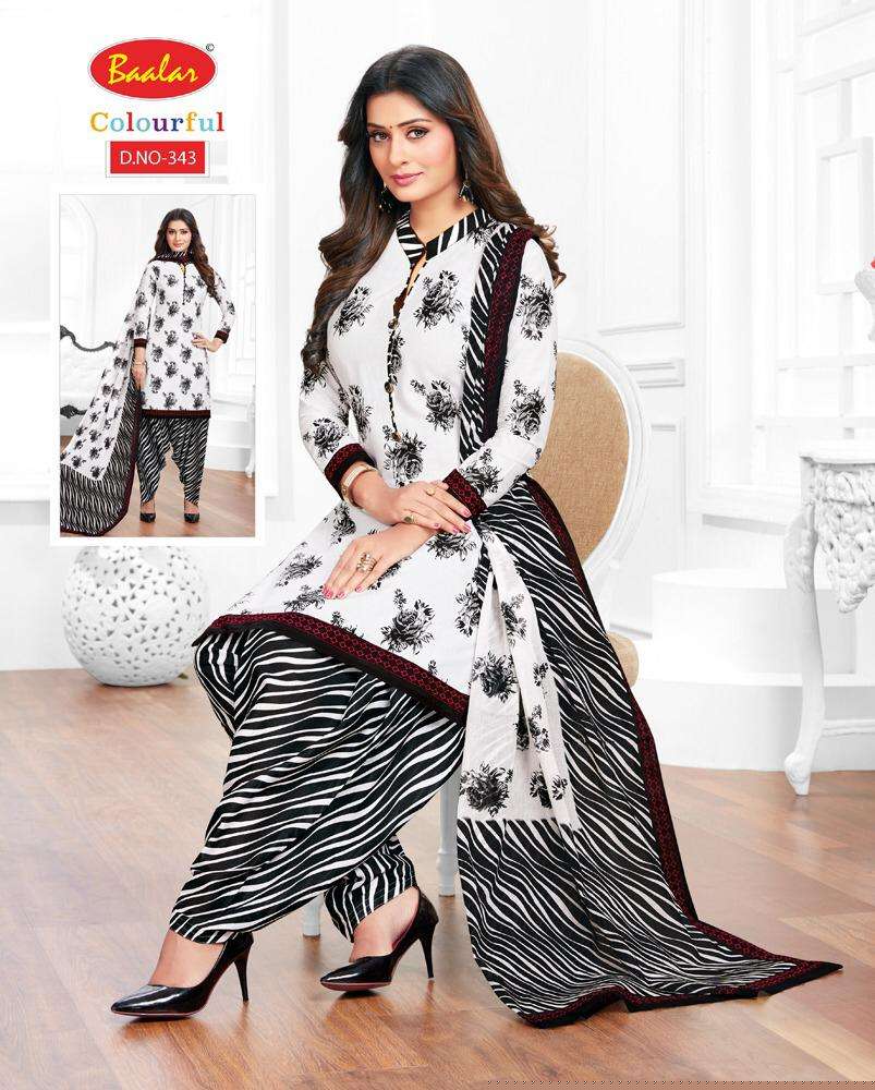 COLOURFUL VOL-3 BY BAALA FASHION 333 TO 353 SERIES DESIGNER PATIYALA SUITS BEAUTIFUL FANCY COLORFUL STYLISH PARTY WEAR & ETHNIC WEAR PURE COTTON PRINTED DRESSES AT WHOLESALE PRICE