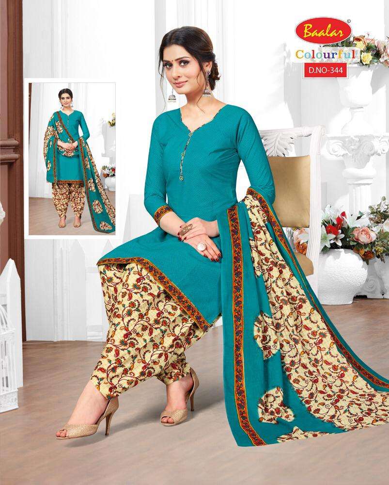 COLOURFUL VOL-3 BY BAALA FASHION 333 TO 353 SERIES DESIGNER PATIYALA SUITS BEAUTIFUL FANCY COLORFUL STYLISH PARTY WEAR & ETHNIC WEAR PURE COTTON PRINTED DRESSES AT WHOLESALE PRICE