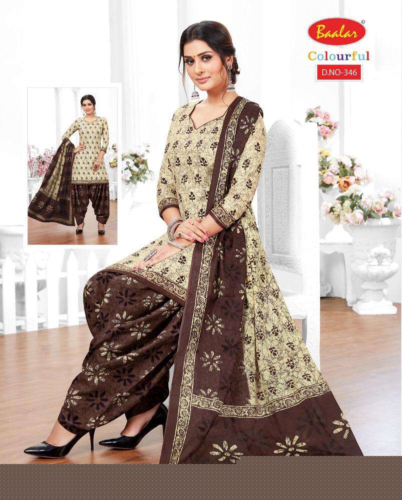 COLOURFUL VOL-3 BY BAALA FASHION 333 TO 353 SERIES DESIGNER PATIYALA SUITS BEAUTIFUL FANCY COLORFUL STYLISH PARTY WEAR & ETHNIC WEAR PURE COTTON PRINTED DRESSES AT WHOLESALE PRICE