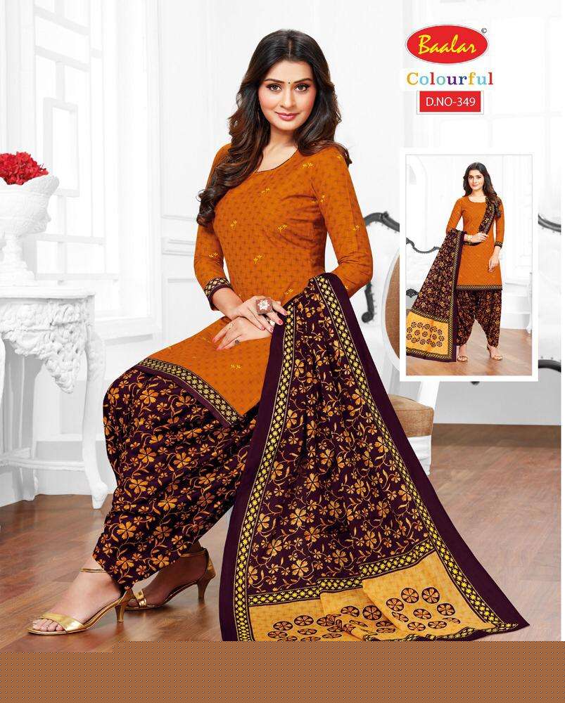 COLOURFUL VOL-3 BY BAALA FASHION 333 TO 353 SERIES DESIGNER PATIYALA SUITS BEAUTIFUL FANCY COLORFUL STYLISH PARTY WEAR & ETHNIC WEAR PURE COTTON PRINTED DRESSES AT WHOLESALE PRICE