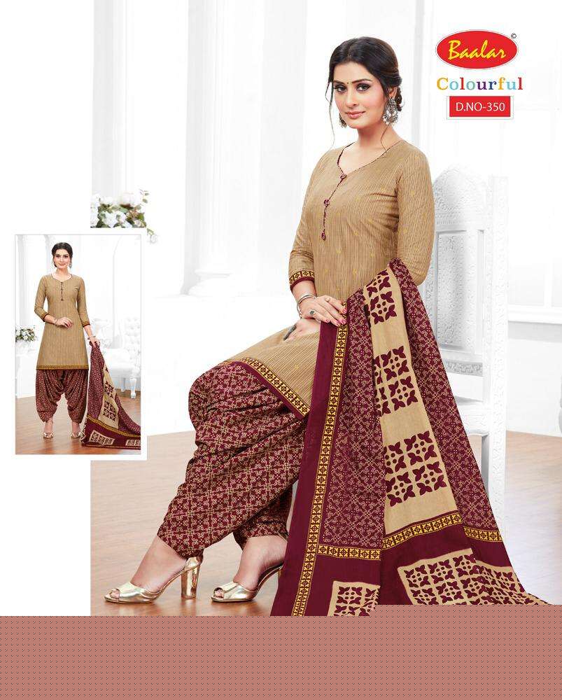 COLOURFUL VOL-3 BY BAALA FASHION 333 TO 353 SERIES DESIGNER PATIYALA SUITS BEAUTIFUL FANCY COLORFUL STYLISH PARTY WEAR & ETHNIC WEAR PURE COTTON PRINTED DRESSES AT WHOLESALE PRICE