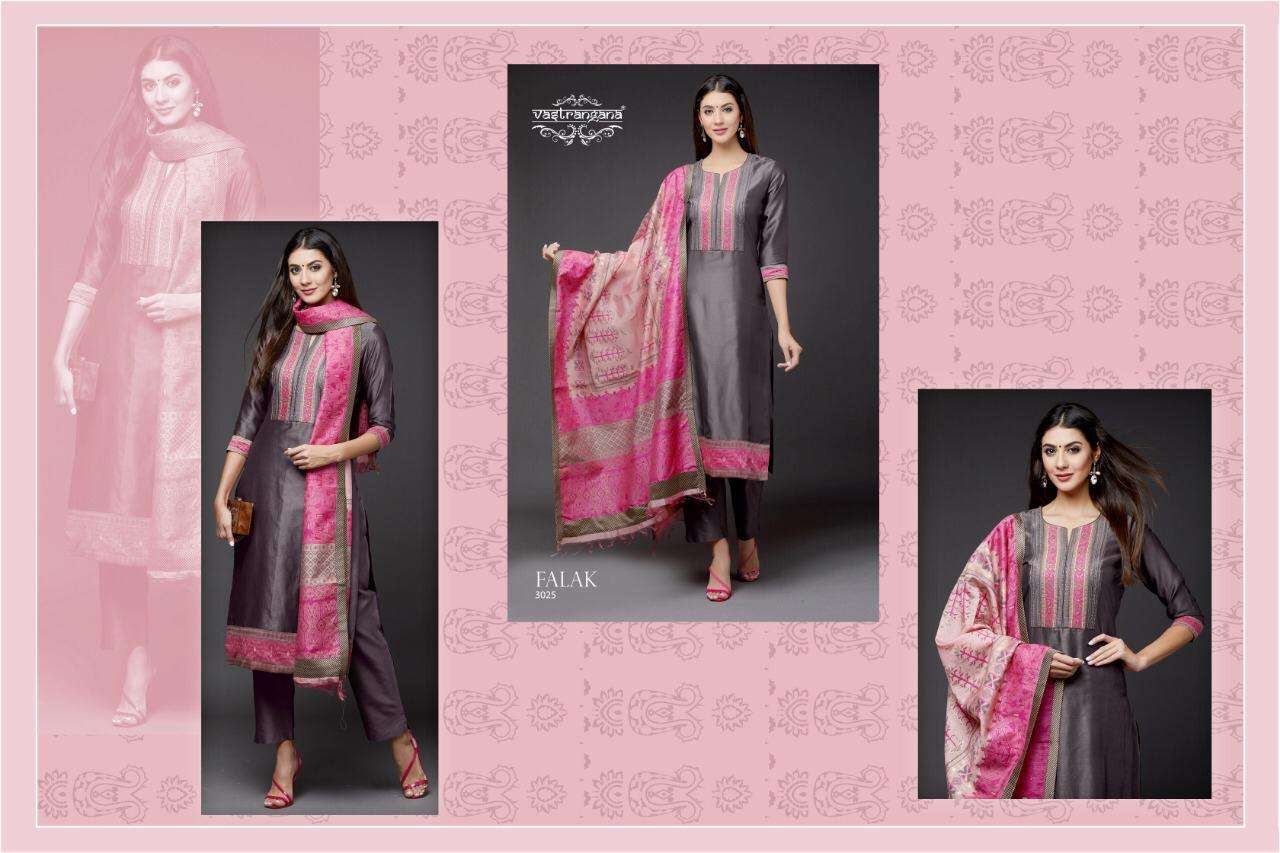 FALAK BY VASTRANGANA 3022 TO 3025 SERIES BEAUTIFUL SUITS COLORFUL STYLISH FANCY CASUAL WEAR & ETHNIC WEAR FANCY EMBROIDERY DRESSES AT WHOLESALE PRICE