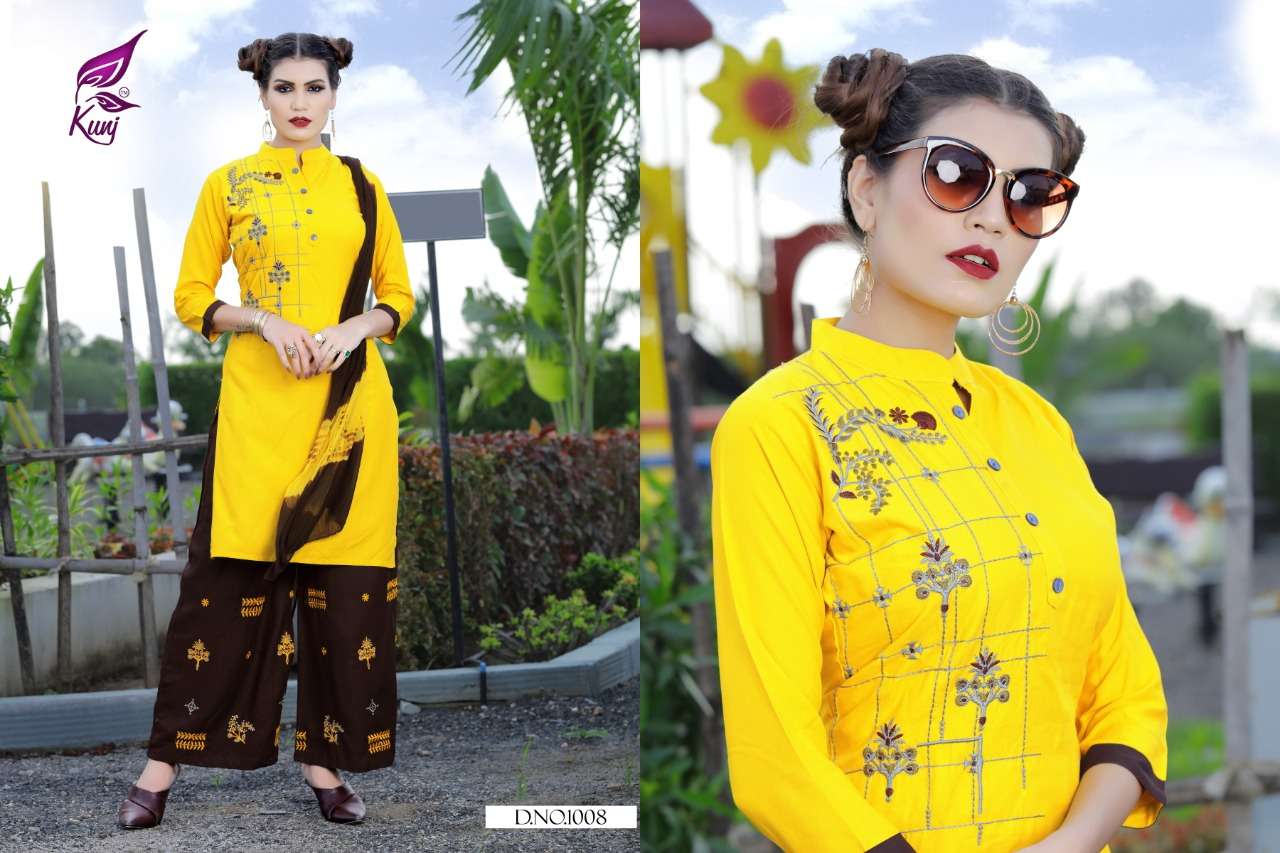 POSE BY KUNJ 1001 TO 1010 SERIES BEAUTIFUL STYLISH FANCY COLORFUL CASUAL WEAR & ETHNIC WEAR RAYON 14 KG WITH EMBROIDERY DRESSES AT WHOLESALE PRICE