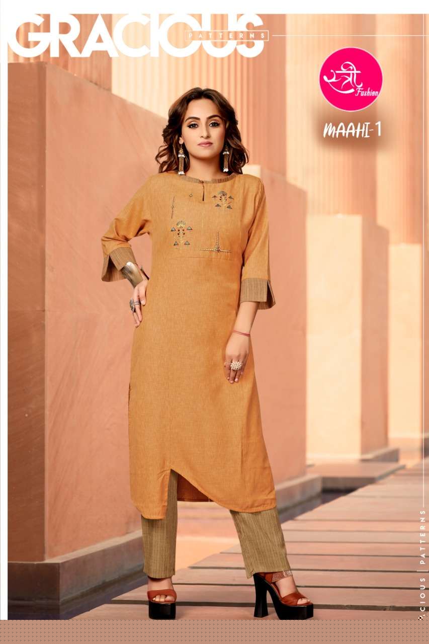 MAAHI BY STREE FASHION 01 TO 06 SERIES STYLISH FANCY BEAUTIFUL COLORFUL CASUAL WEAR & ETHNIC WEAR COTTON HANDLOOM WEAVING PRINTED KURTIS AT WHOLESALE PRICE
