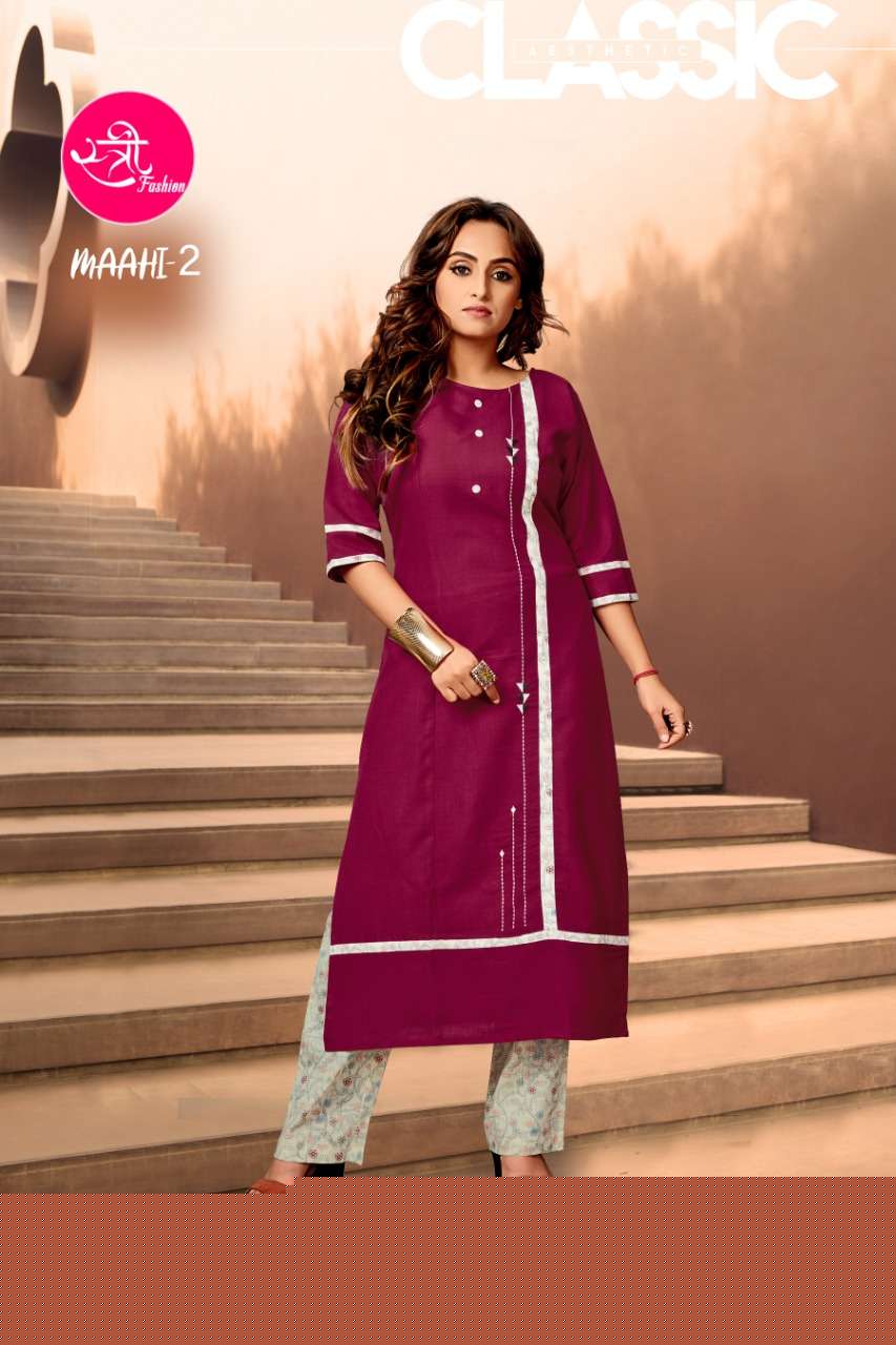 MAAHI BY STREE FASHION 01 TO 06 SERIES STYLISH FANCY BEAUTIFUL COLORFUL CASUAL WEAR & ETHNIC WEAR COTTON HANDLOOM WEAVING PRINTED KURTIS AT WHOLESALE PRICE