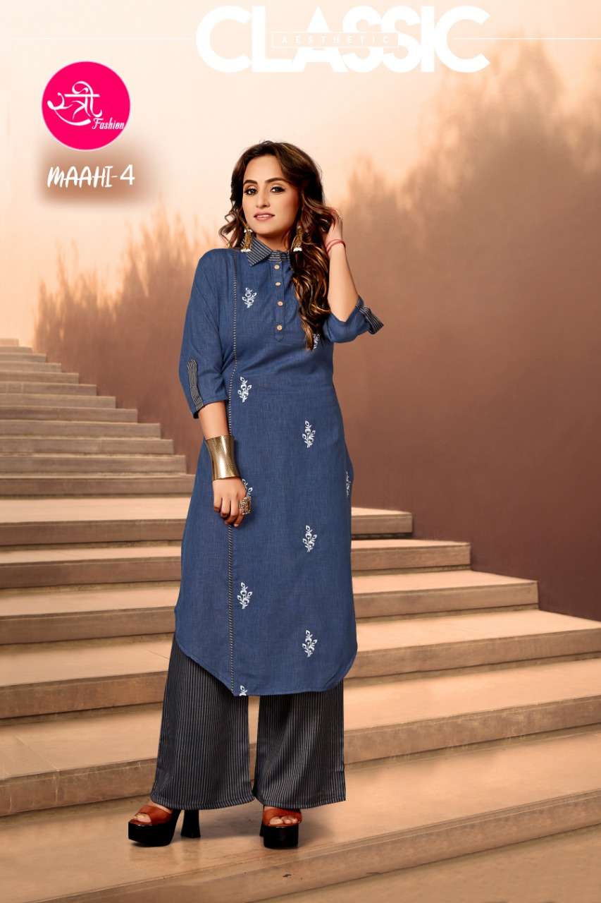 MAAHI BY STREE FASHION 01 TO 06 SERIES STYLISH FANCY BEAUTIFUL COLORFUL CASUAL WEAR & ETHNIC WEAR COTTON HANDLOOM WEAVING PRINTED KURTIS AT WHOLESALE PRICE