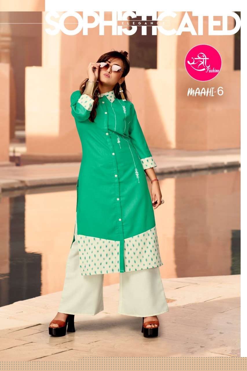 MAAHI BY STREE FASHION 01 TO 06 SERIES STYLISH FANCY BEAUTIFUL COLORFUL CASUAL WEAR & ETHNIC WEAR COTTON HANDLOOM WEAVING PRINTED KURTIS AT WHOLESALE PRICE